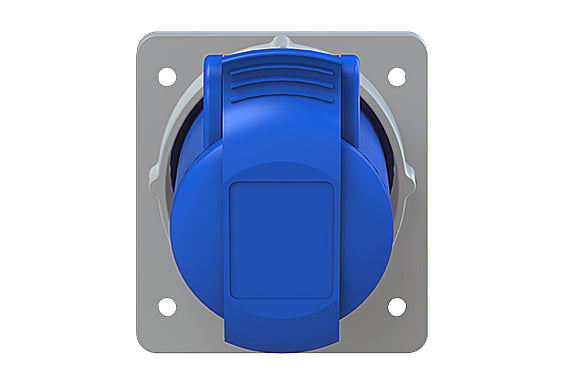 2CMA170004R1000 2P+E Panel Mounted Socket Outlet, Minimized Flange, Angled. Replaces Part# 216RAM6. Comparable part no. GW62204, 413-6