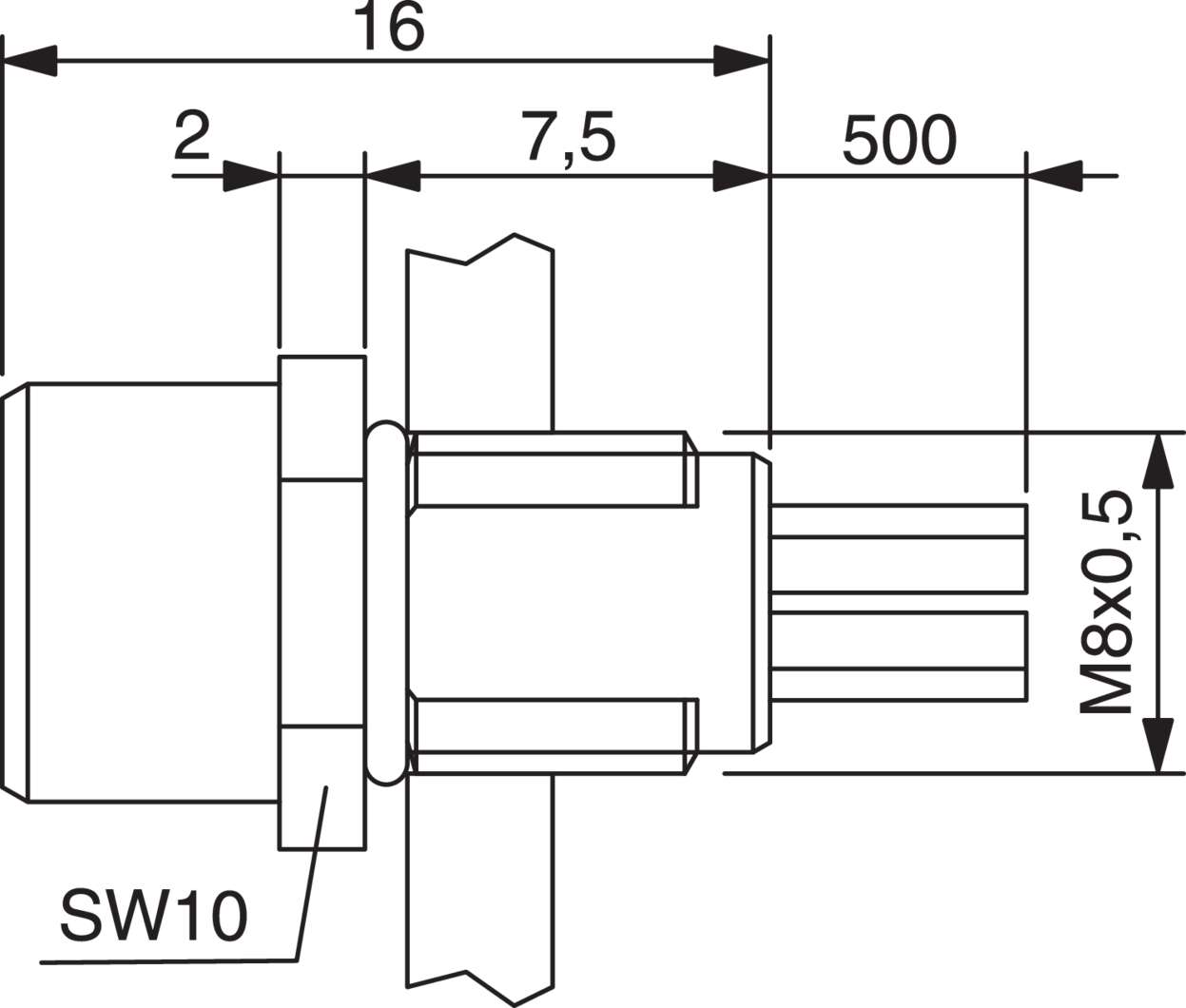 490060 Actuator Sensor cable assembly|Panel connector|M 8|M 8