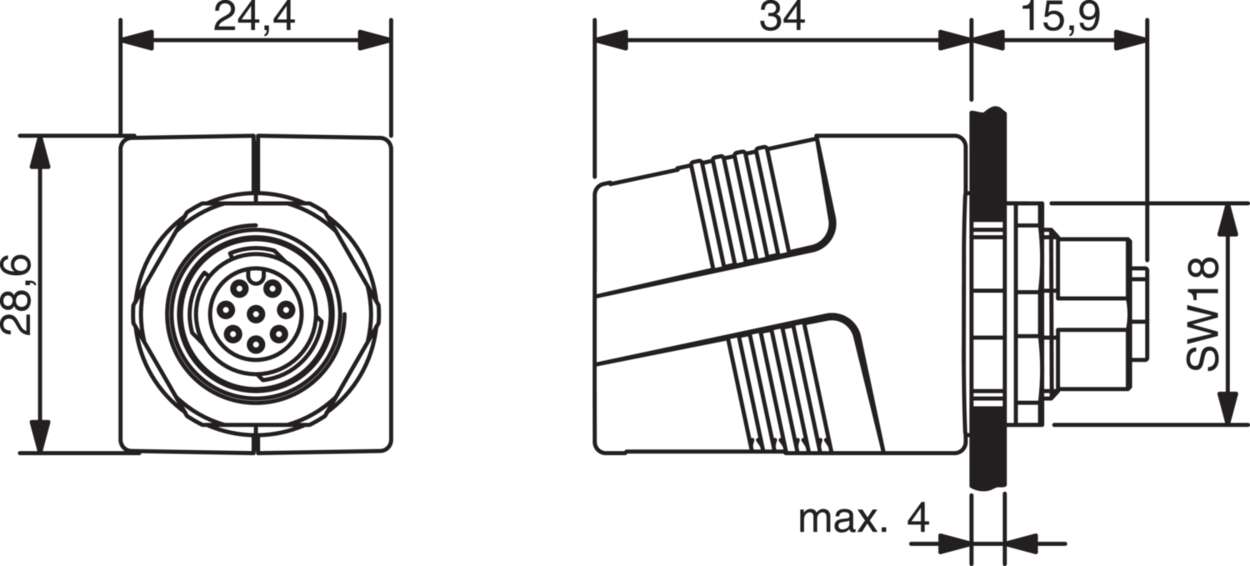 490106 Actuator Sensor cable assembly|Panel connector|RJ45|RJ45
