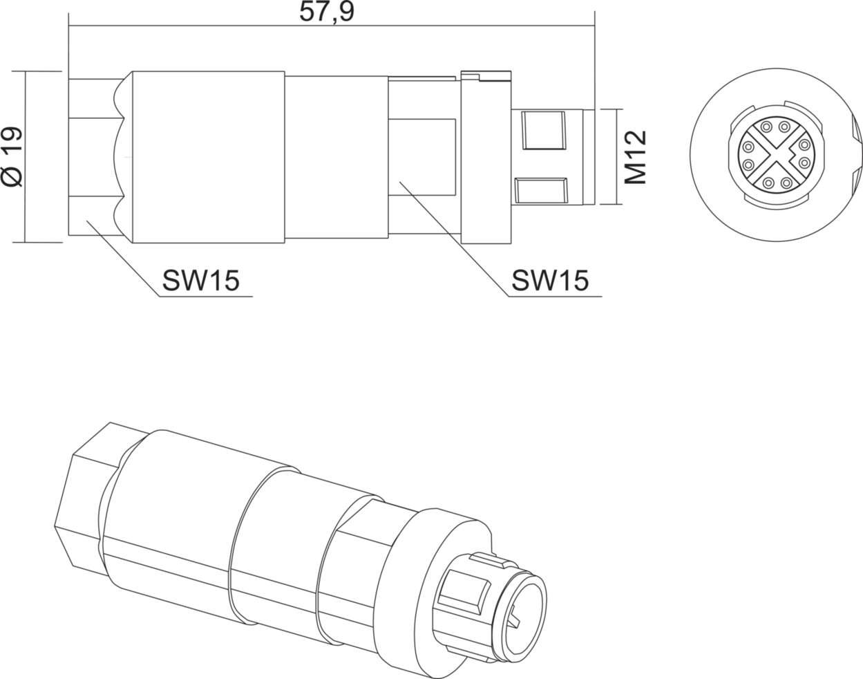 490167 Actuator Sensor cable assembly|Configurable connector|M 12|M 12