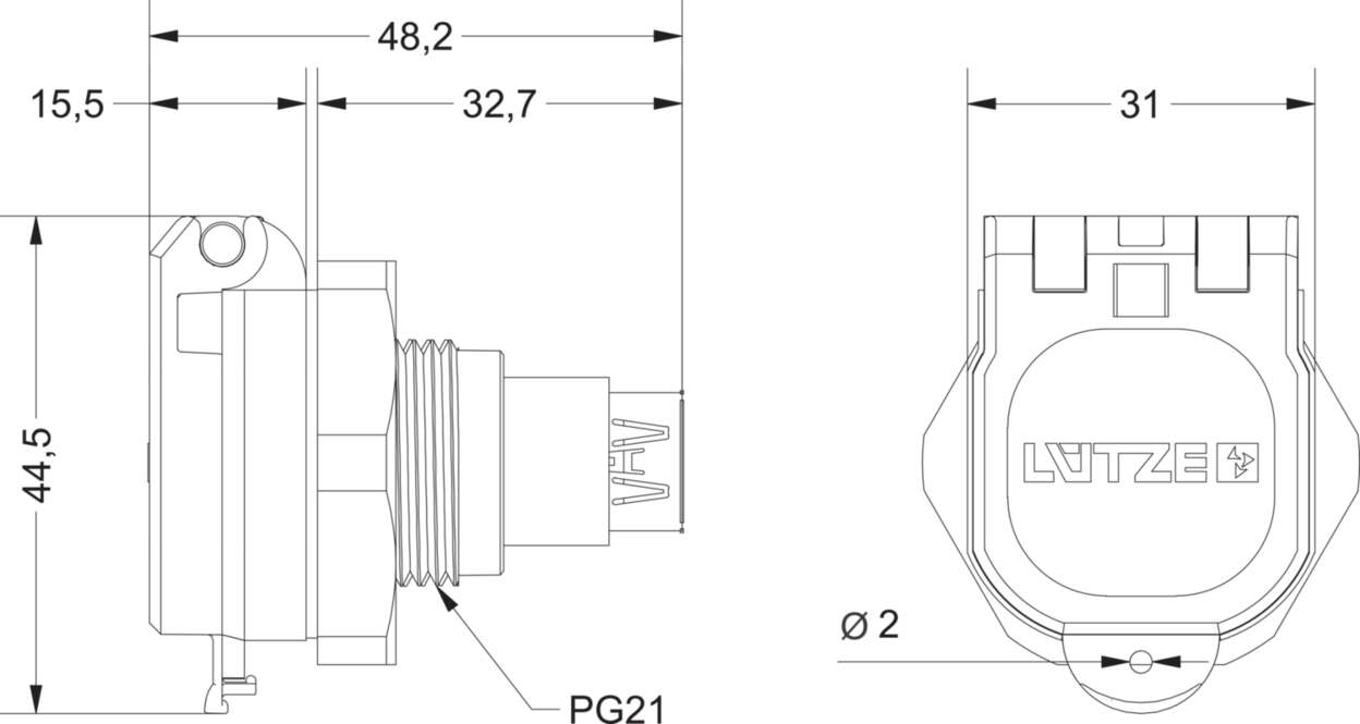 493116 Actuator Sensor cable assembly|Panel connector|USB|USB