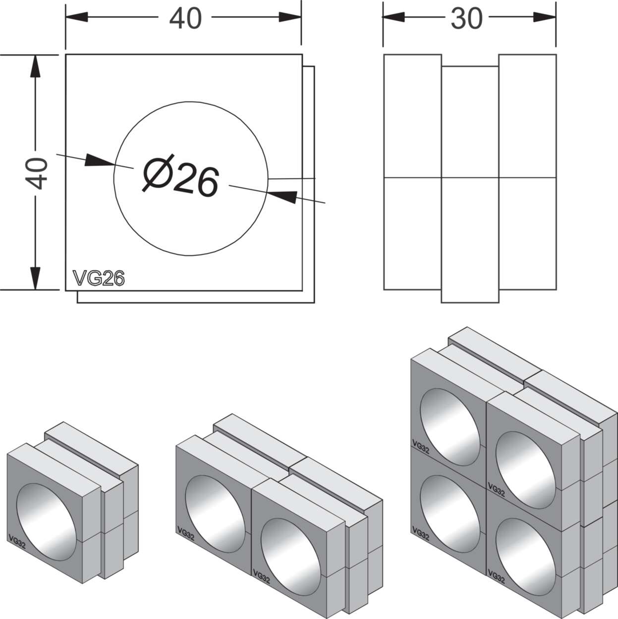 606205 Cable fitting + accessories|Cablefix Vario|Rubber module|Rubber module