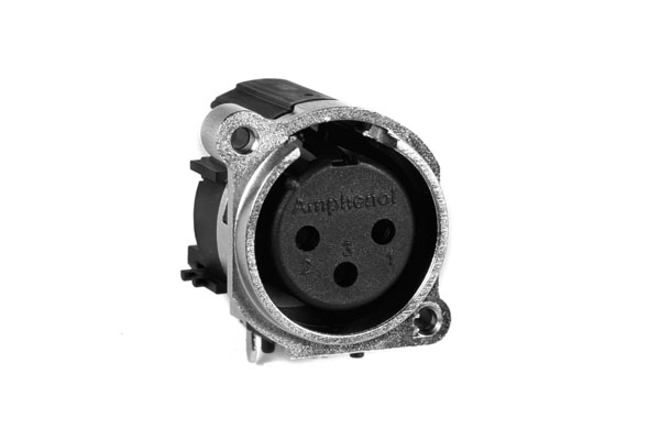 AC3FBHL1-AU-PRE 3 Pole XLR Female ChassisMount, BType, Nickel Finish, Gold Plated Contacts, Horizontal PCB, Ground Link 1, Non-Latching. Comparable part no: NC3FBH1-0