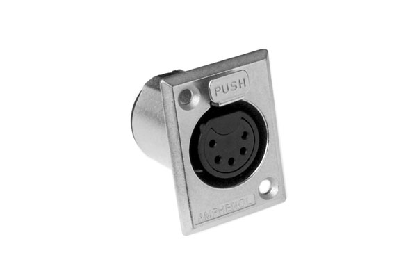 AC5FPZ 5 Pole XLR Female ChassisMount, P Flange, Nickel Finish. Comparable part no: NC5FP1, D5F