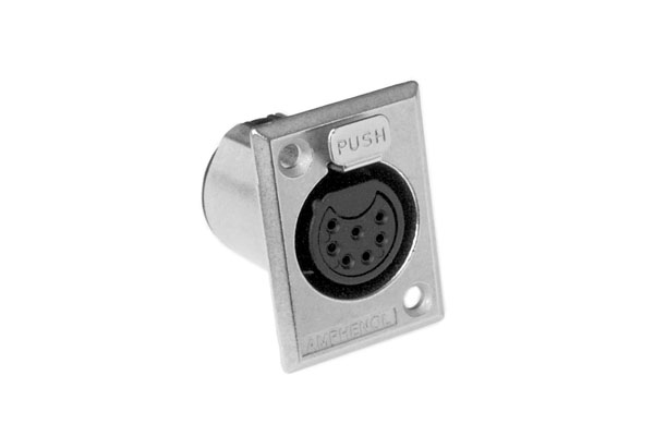AC7FPZ 7 Pole XLRMetal Female Chassis Mount, P Flange, Stamped Contacts. Comparable part no: NC7FP1, XLR-7-31