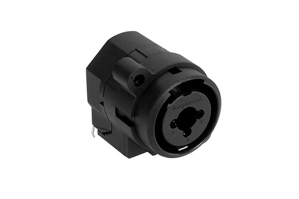 ACJC5VL BULK 1/4" XLR Dual ChassisMount, CType,Mono, Vertical PCB, Latchless, Non-switching, XLR Grounded, Black, Bulk Packaging. Comparable part no: NCJ5FI-V-0