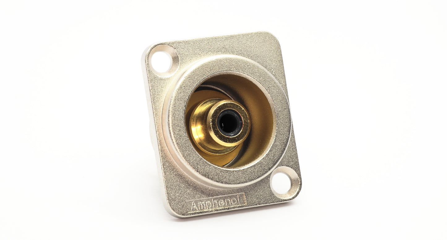 ACJD-BLKRCA DType ChassisMount, Female, Gold Plated Contacts, Black Insulation. Comparable part no: NF2D-0