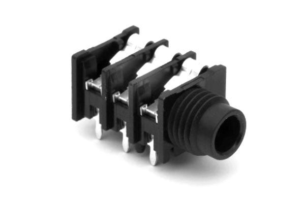 ACJS-HHOP-1 1/4" Single Horizontal PCB Phone Jack, Stereo,Metal Bore, Without Nut, PlasticThread. Comparable part no: NRJ6HH-1