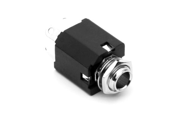 ACJS-MVS-3S 1/4" Single Vertical PCB Phone Jack, Stereo (3S Channels),Metal Bore,Metal Nut,MetalThread, Solder Lug