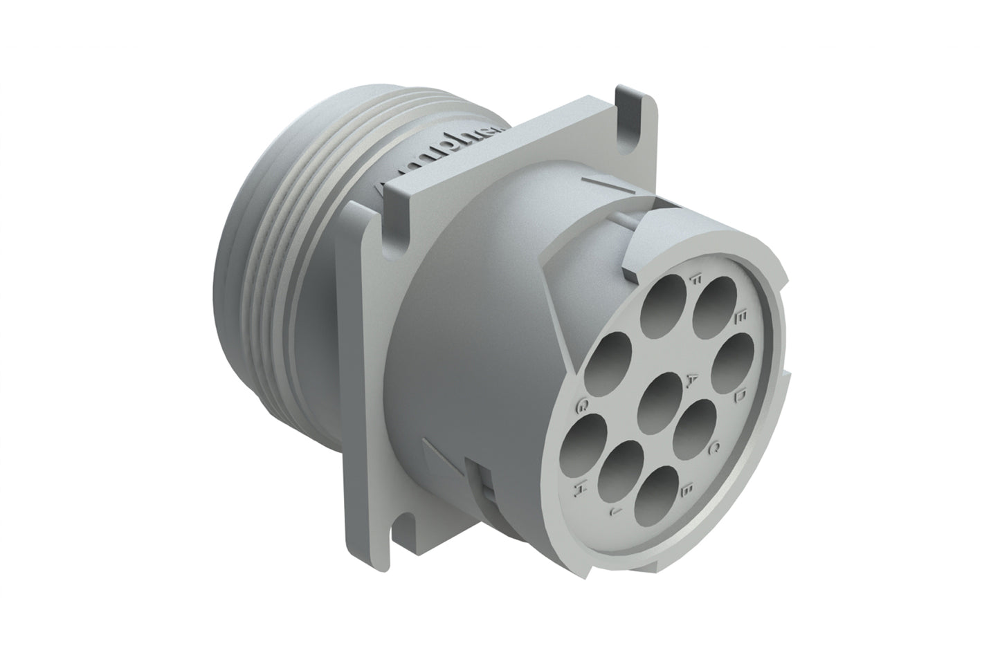 AHD10-9-96P 9 Position Receptacle, Male Connector, Flange, Threaded Rear. HD10-9-96P