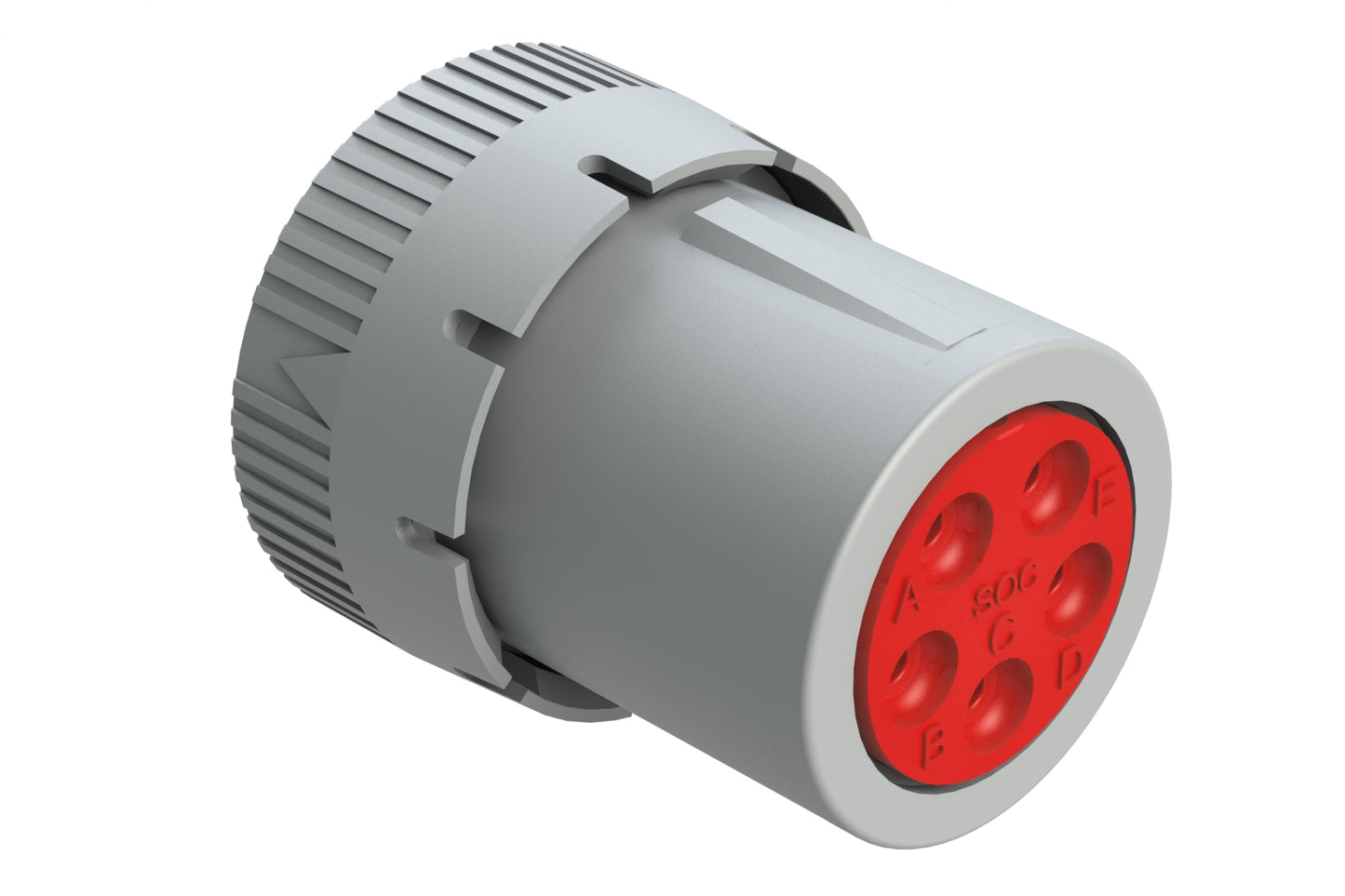 AHD16-5-16S 5 Position Plug, Socket, Size 16 Contacts, Coupling Ring, Grey