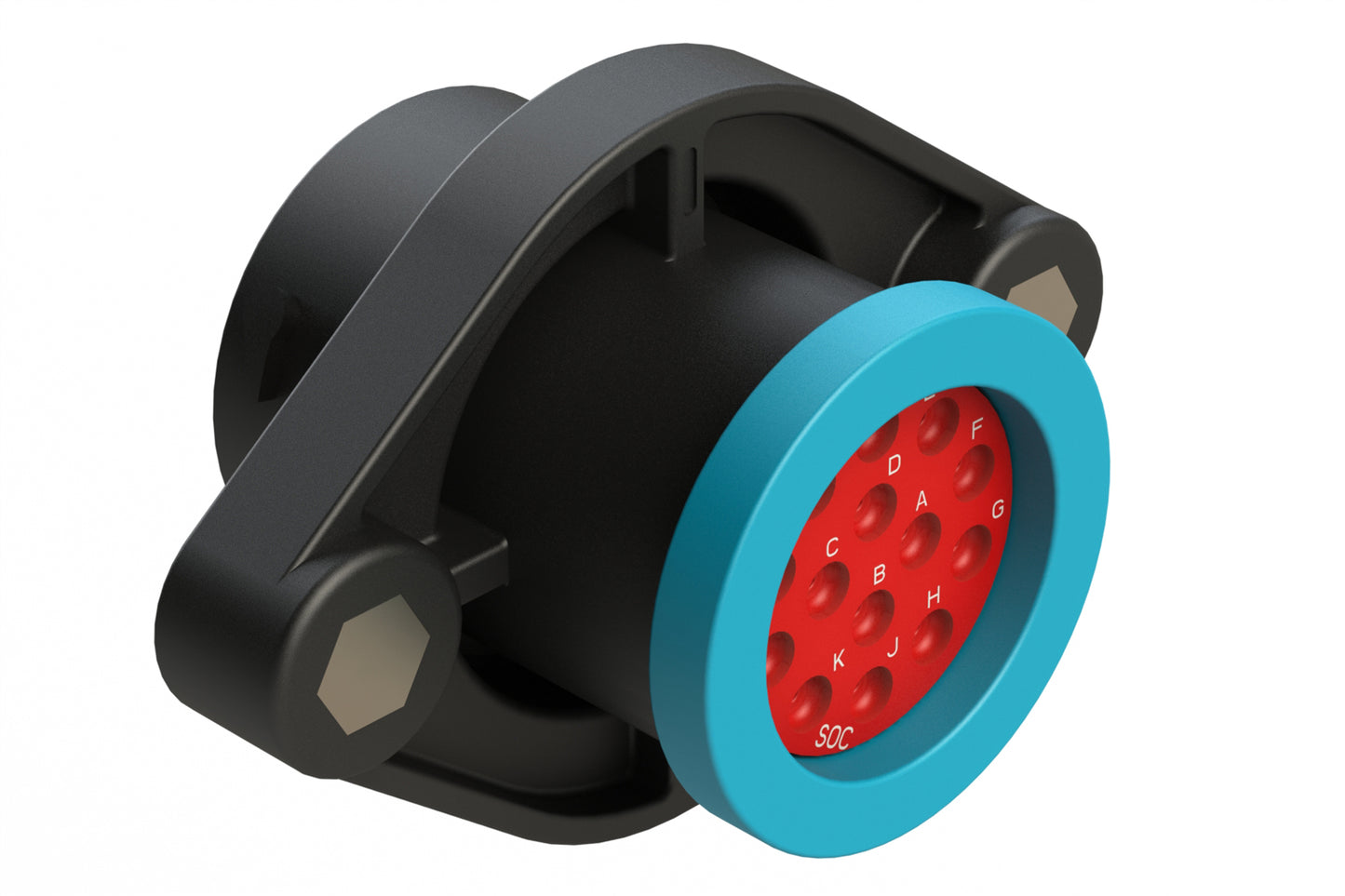 AHDP02-18-14SR-BRA 14 Position Panel Mount Receptacle, Socket, Shell Size 18, Reduced Diameter Seal (Blue Adapter), Backshell Ring Adapter