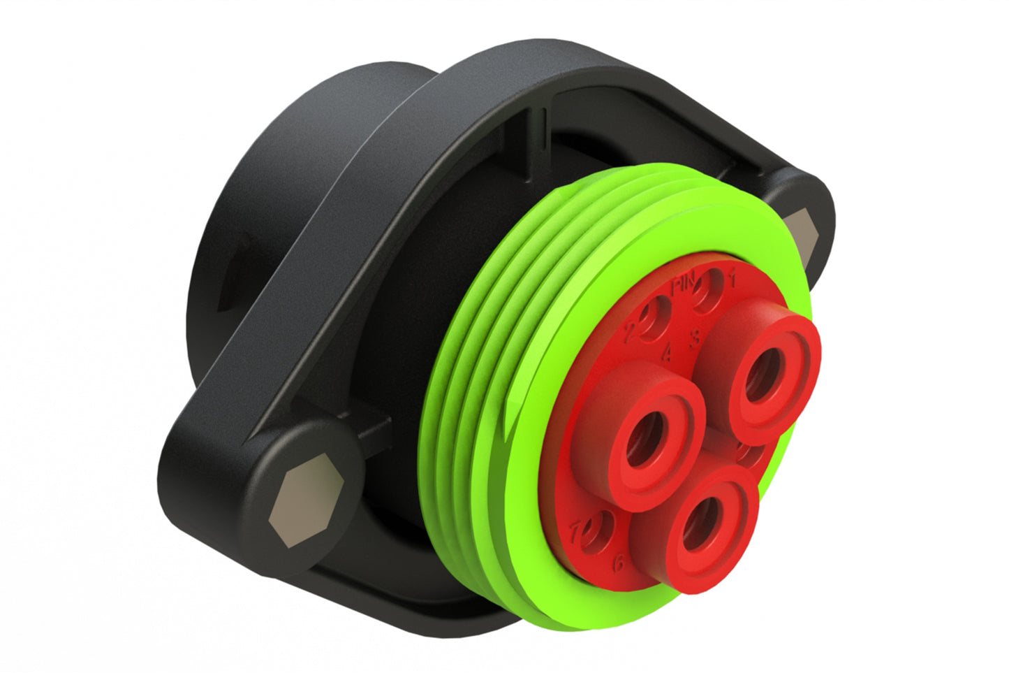 AHDP02-24-07PN-WTACL22 7 Position Panel Mount Receptacle, Pin, Shell Size 24, Normal Diameter Seal (Green Adapter), Wide Thread Adapter, CL22