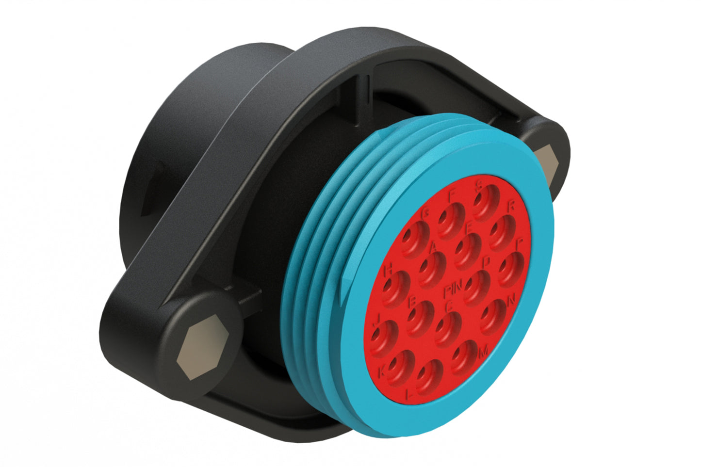 AHDP02-24-16PR-WTA 16 Position Panel Mount Receptacle, Pin, Shell Size 24, Reduced Diameter Seal (Blue Adapter), Wide Thread Adapter