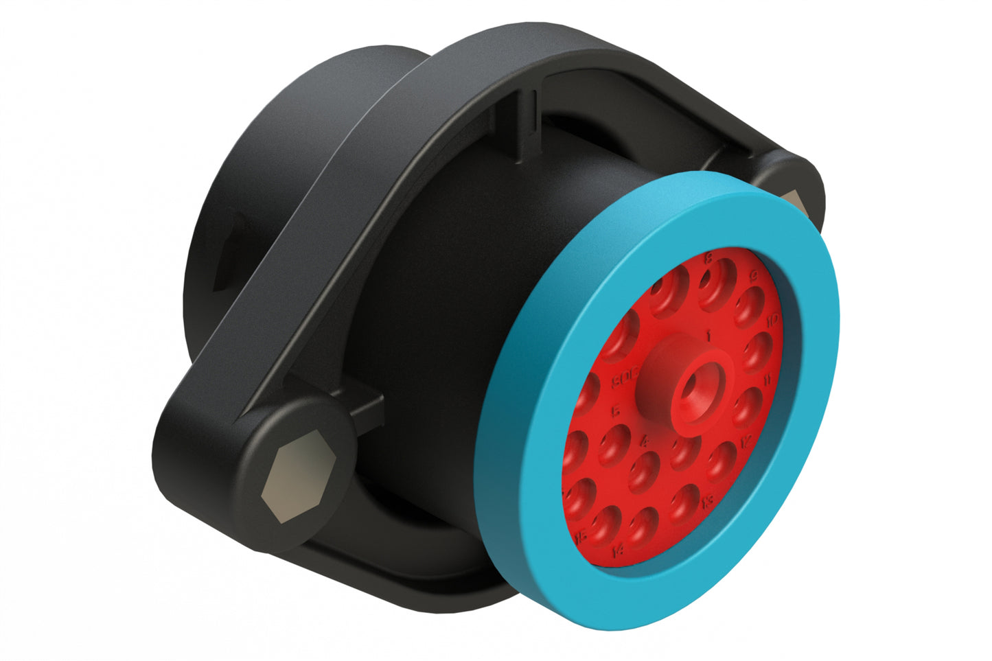 AHDP02-24-18SR-BRA 18 Position Panel Mount Receptacle, Socket, Shell Size 24, Reduced Diameter Seal (Blue Adapter), Backshell Ring Adapter