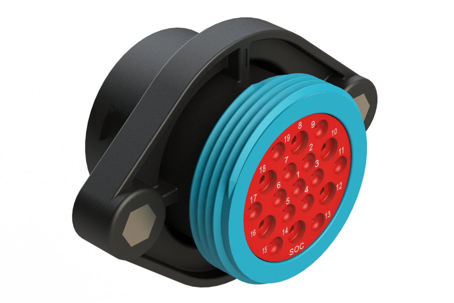 AHDP02-24-19SR-WTA 19 Position Panel Mount Receptacle, Socket, Shell Size 24, Reduced Diameter Seal (Blue Adapter), Wide Thread Adapter