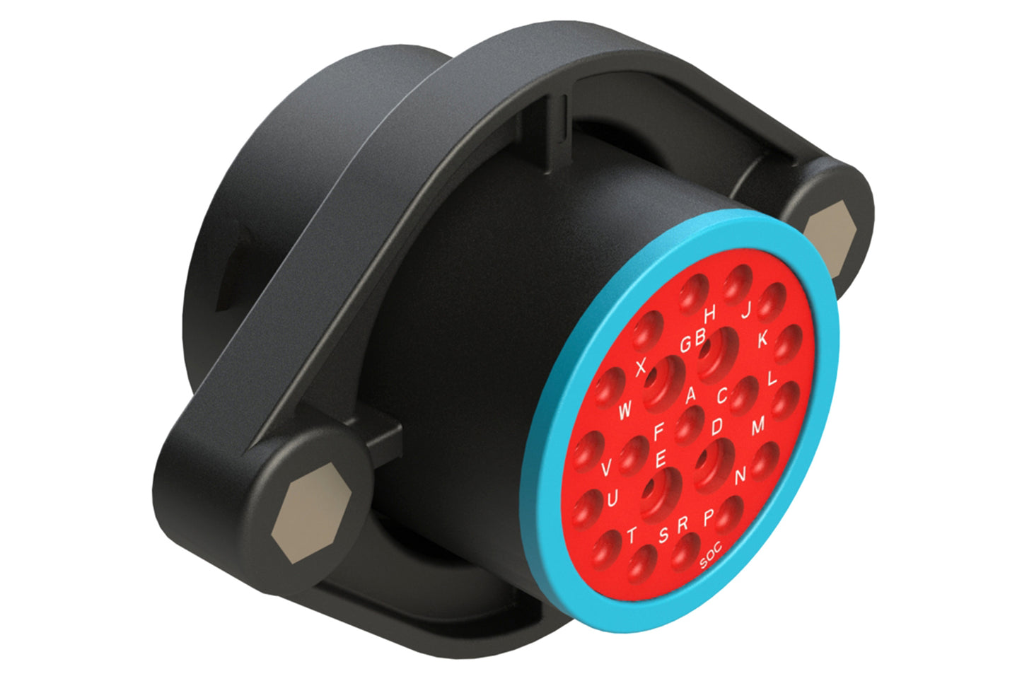 AHDP02-24-21SR-SRA 21 Position Sealed Panel Mount Receptacle, Socket, Shell Size 24, Reduced Diameter Seal (Blue Adapter), Smooth Ring Adapter