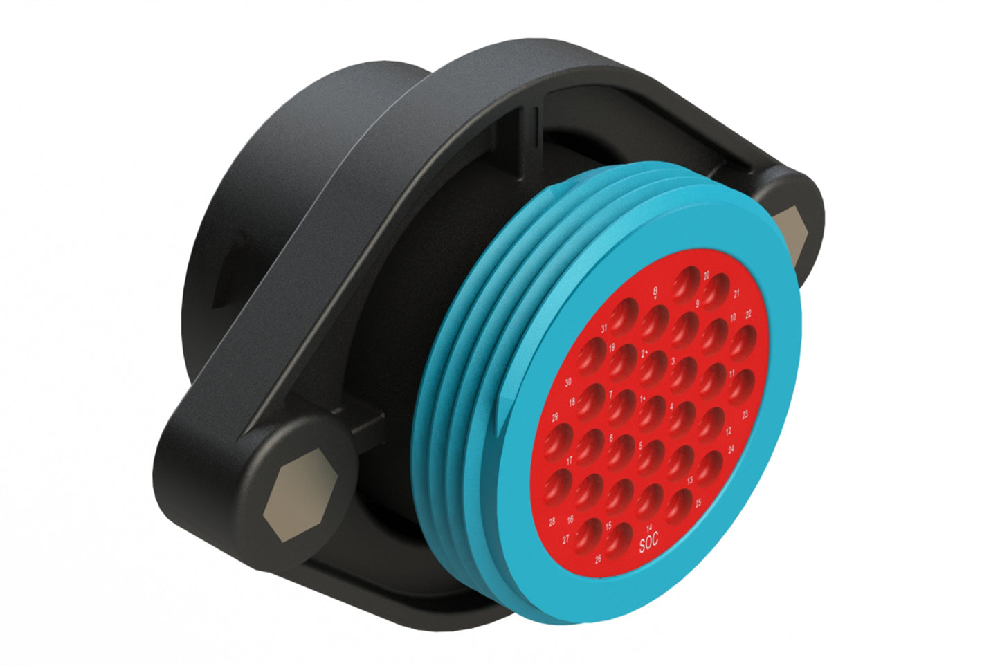 AHDP02-24-31SR-WTA 31 Position Panel Mount Receptacle, Socket, Shell Size 24, Reduced Diameter Seal (Blue Adapter), Wide Thread Adapter