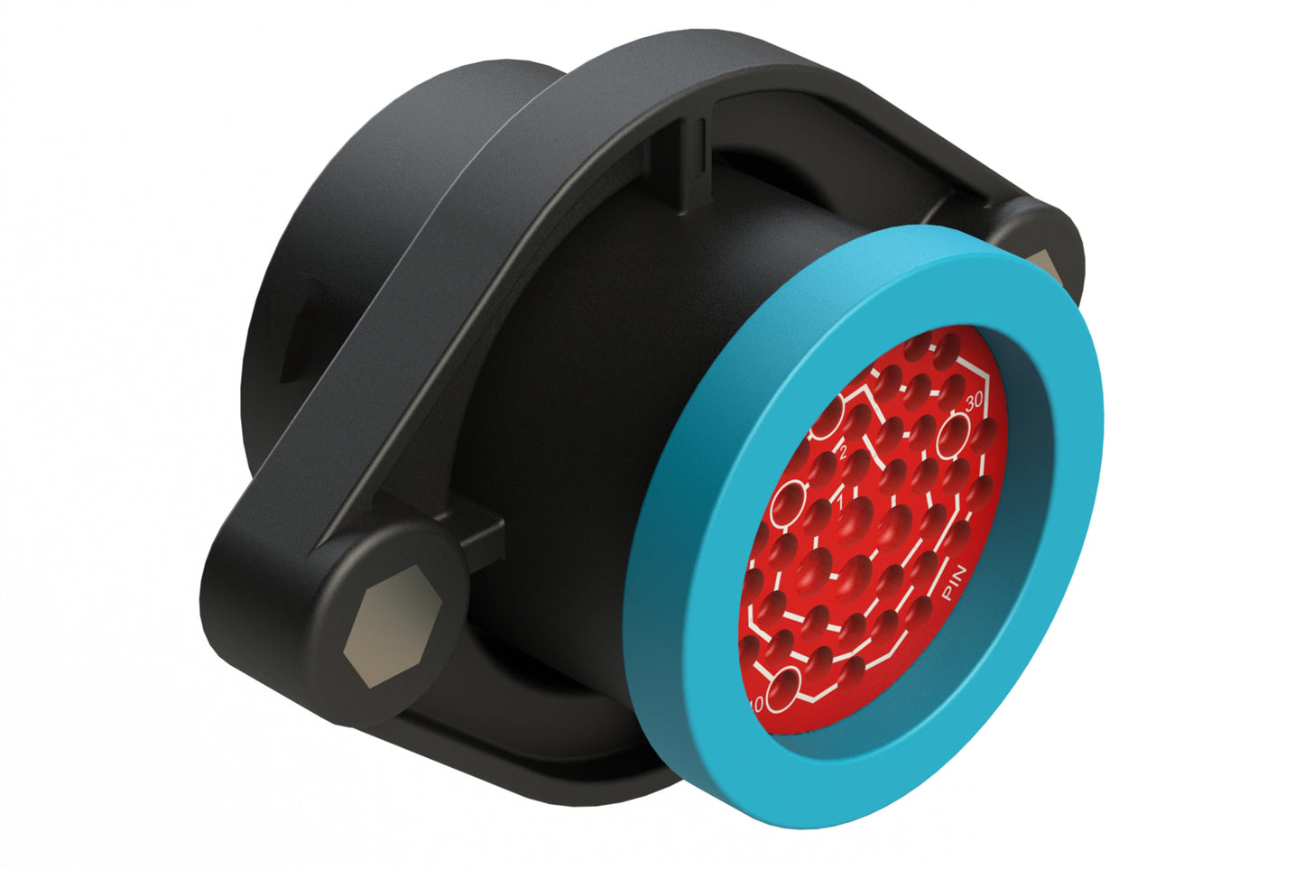 AHDP02-24-47PR-BRA 47 Position Panel Mount Receptacle, Pin, Shell Size 24, Reduced Diameter Seal (Blue Adapter), Backshell Ring Adapter