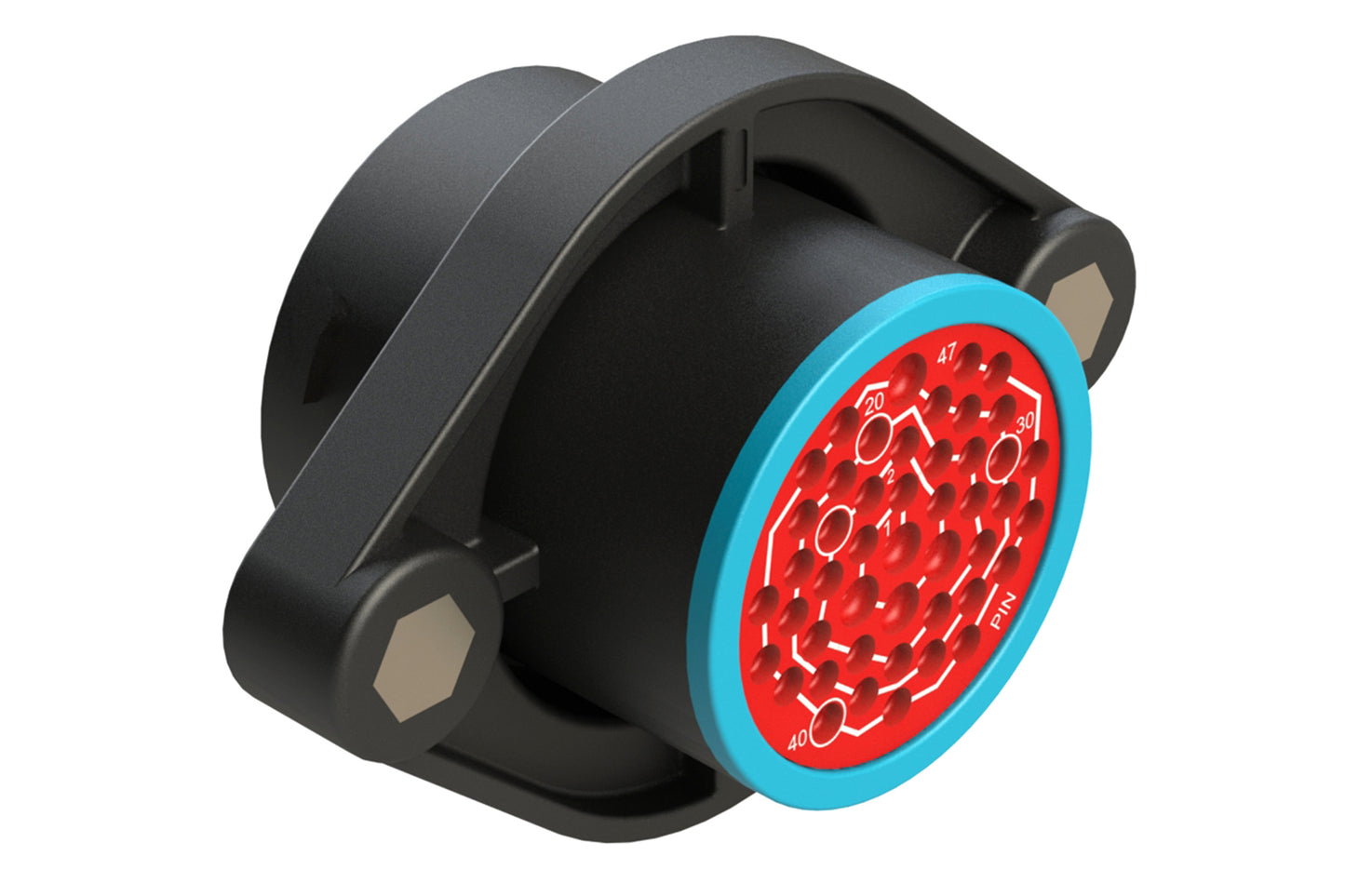 AHDP02-24-47PR-SRA 47 Position Sealed Panel Mount Receptacle, Pin, Shell Size 24, Reduced Diameter Seal (Blue Adapter), Smooth Ring Adapter