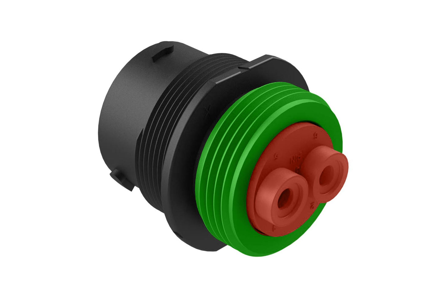 AHDP04-18-06PN-WTAC030 2 Position Receptacle, Pin, Shell Size 18, Normal Diameter Seal (Green Adapter), Wide Thread Adapter