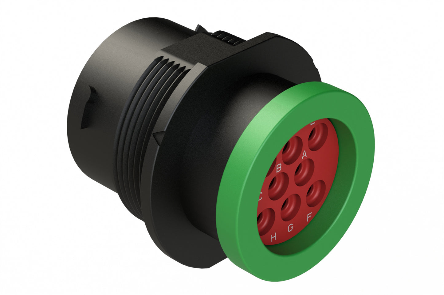 AHDP04-18-08SN-BRA 8 Position Receptacle, Socket, Shell Size 18, Normal Diameter Seal (Green Adapter), Backshell Ring Adapter. HDP24-18-8SN-L017