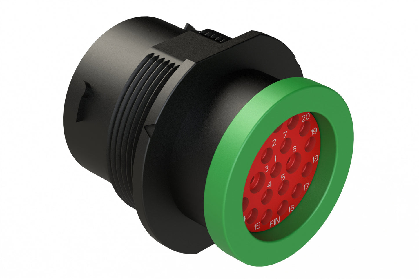 AHDP04-18-20PN-BRA 20 Position Receptacle, Pin, Shell Size 18, Normal Diameter Seal (Green Adapter), Backshell Ring Adapter. HDP24-18-20PN-L017