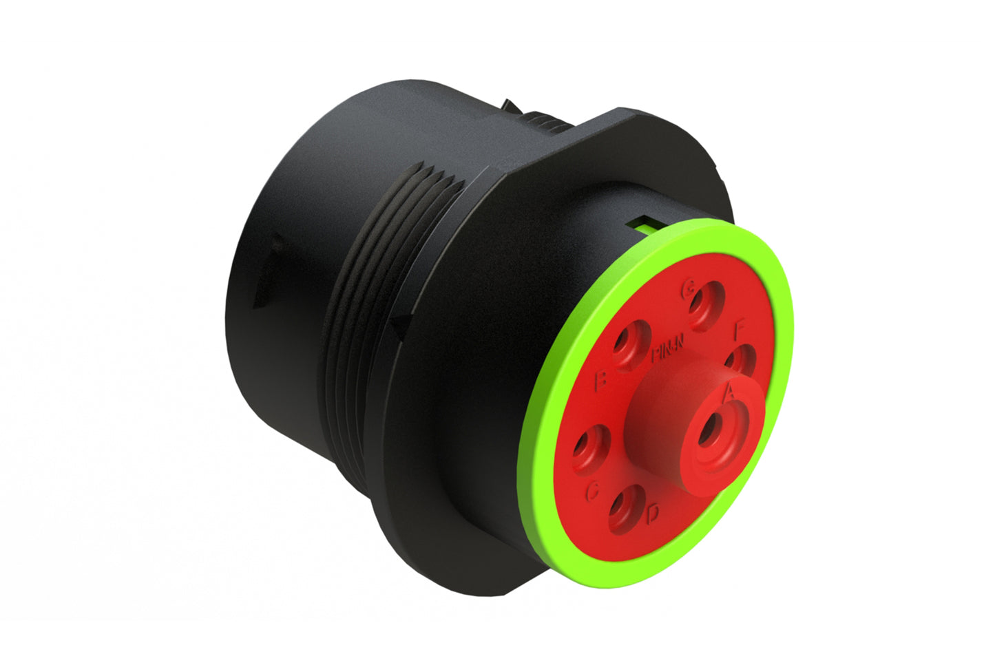 AHDP04-24-07PN-SRA 7 Position Receptacle, Pin, Shell Size 24, Normal Diameter Seal (Green Adapter), Smooth Ring Adapter