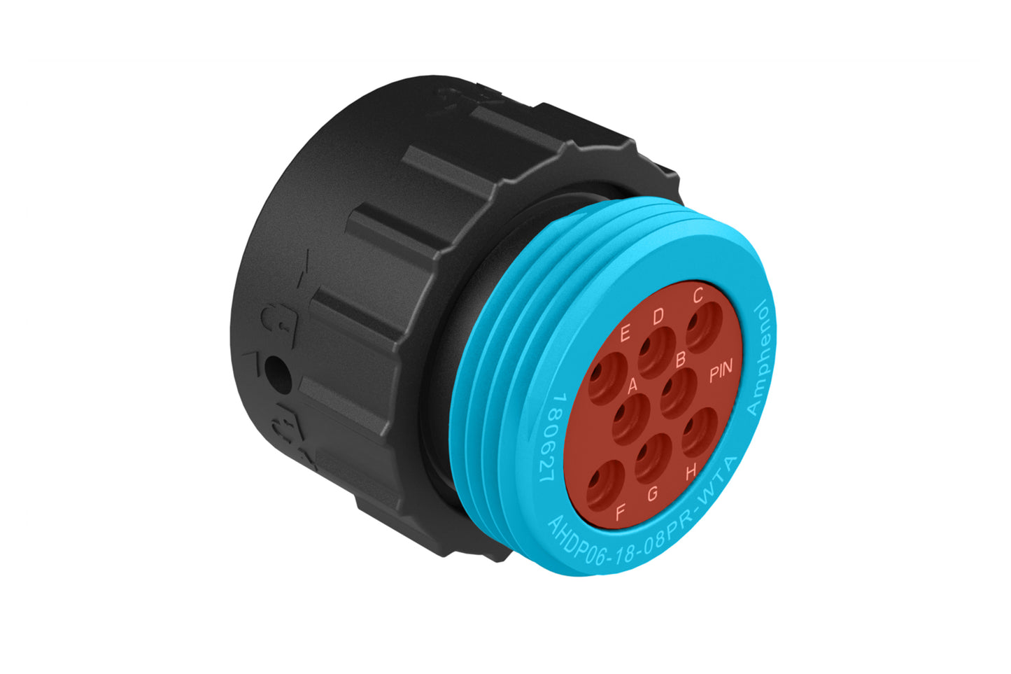 AHDP06-18-08PR-WTA 8 Position Plug, Pin, Shell Size 18, Reduced Diameter Seal (Blue Adapter), Wide Thread Adapter. HDP26-18-8PE-L024