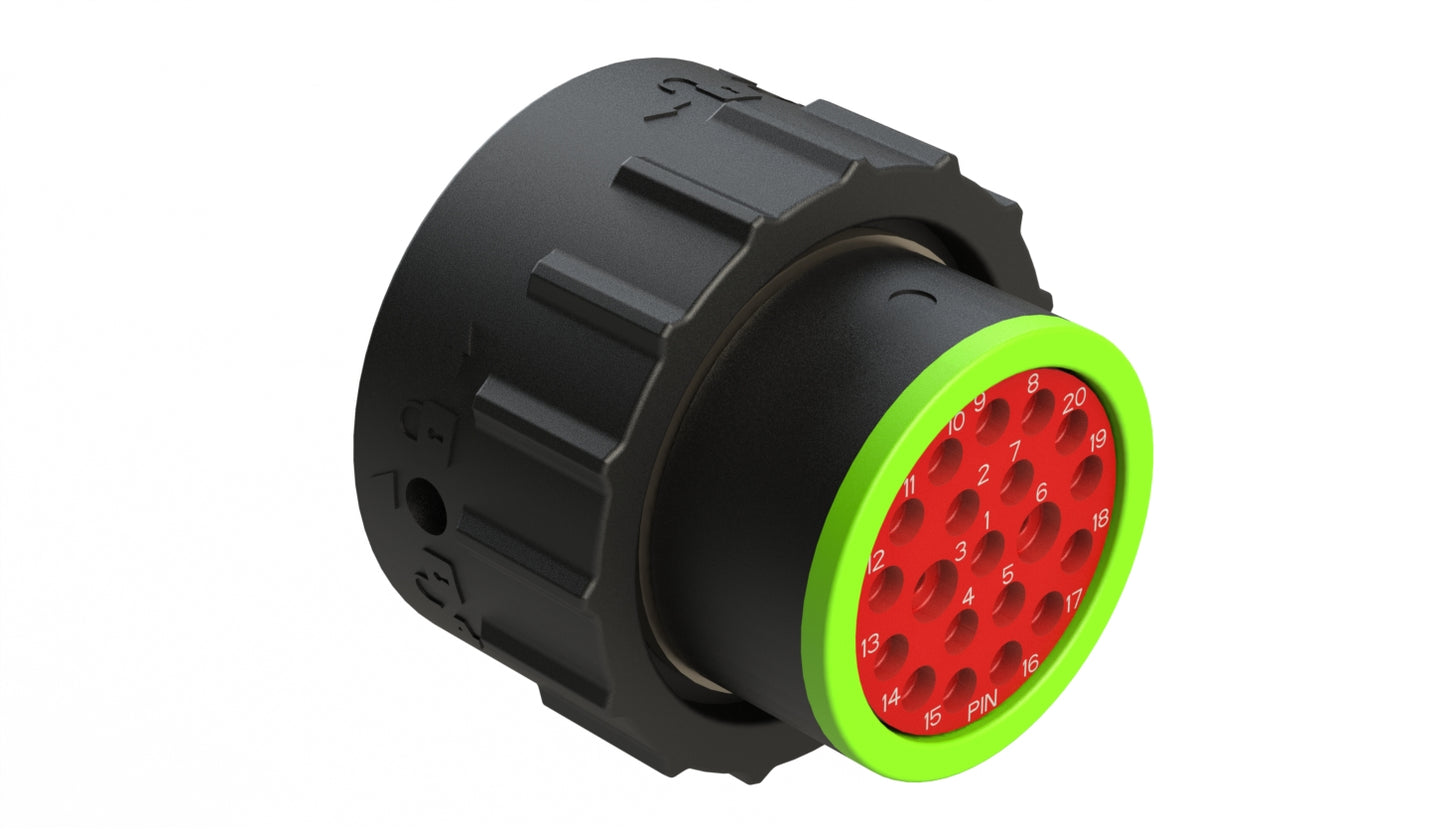 AHDP06-18-20PN-SRA 20 Position, Plug, Pin, Shell Size 18, Normal Diameter Seal (Green Adapter), Smooth Ring Adapter. HDP26-18-20PN