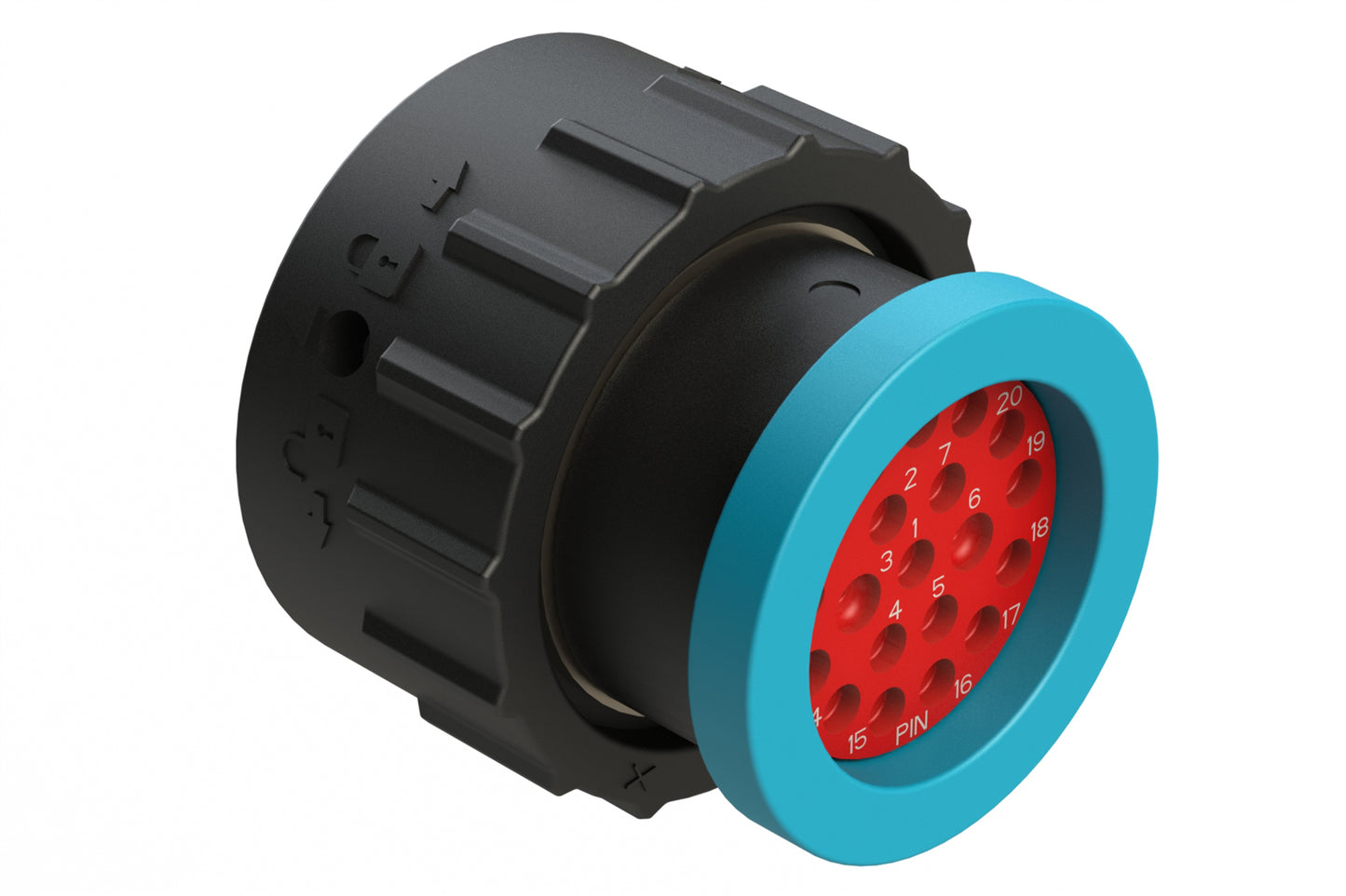 AHDP06-18-20PR-BRA 20 Position Plug, Pin, Shell Size 18, Reduced Diameter Seal (Blue Adapter), Backshell Ring Adapter