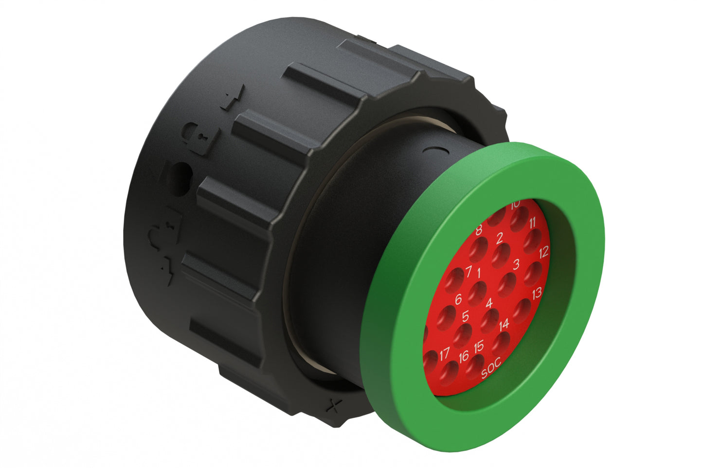 AHDP06-18-21SN-BRA 21 Position Plug, Socket, Shell Size 18, Normal Diameter Seal (Green Adapter), Backshell Ring Adapter. HDP26-18-21SN-L017