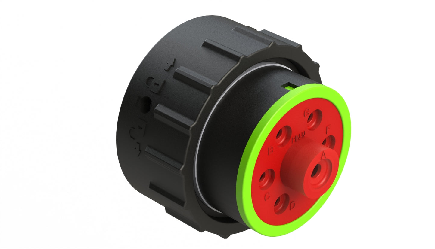 AHDP06-24-07PN-SRA 7 PositionPlug, Pin, Shell Size 24, Normal Diameter Seal (Green Adapter), Smooth Ring Adapter