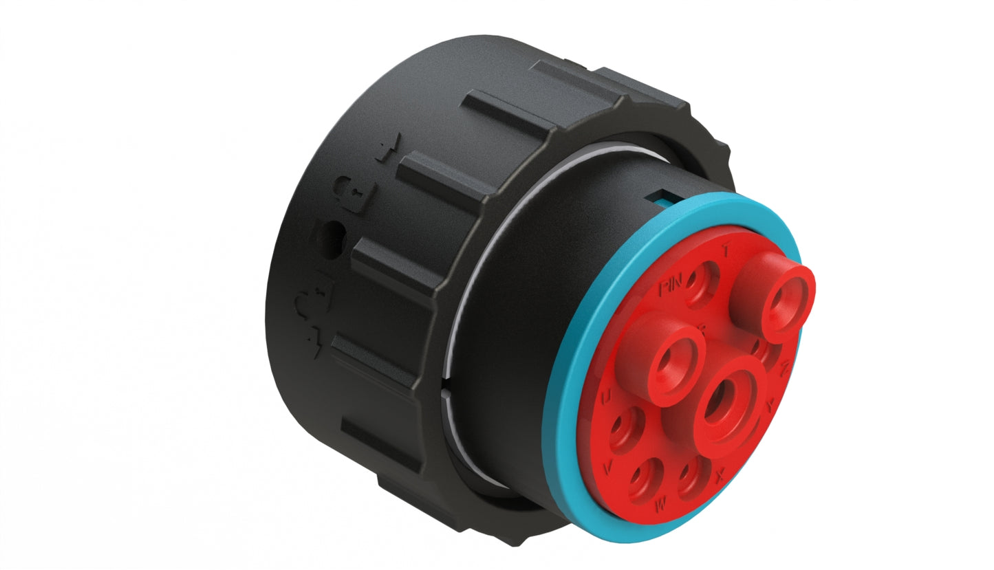 AHDP06-24-09PR-SRA 9 Position Plug, Pin, Shell Size 24, Reduced Diameter Seal (Blue Adapter), Smooth Ring Adapter. HDP26-24-9PE