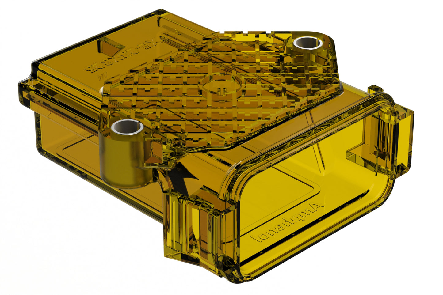 AIPXE-23X325A-E016 PCB Enclosure with Vent Holes, Small (117.6mm x 114.0mm x 34.75mm), Amber, Ultem®