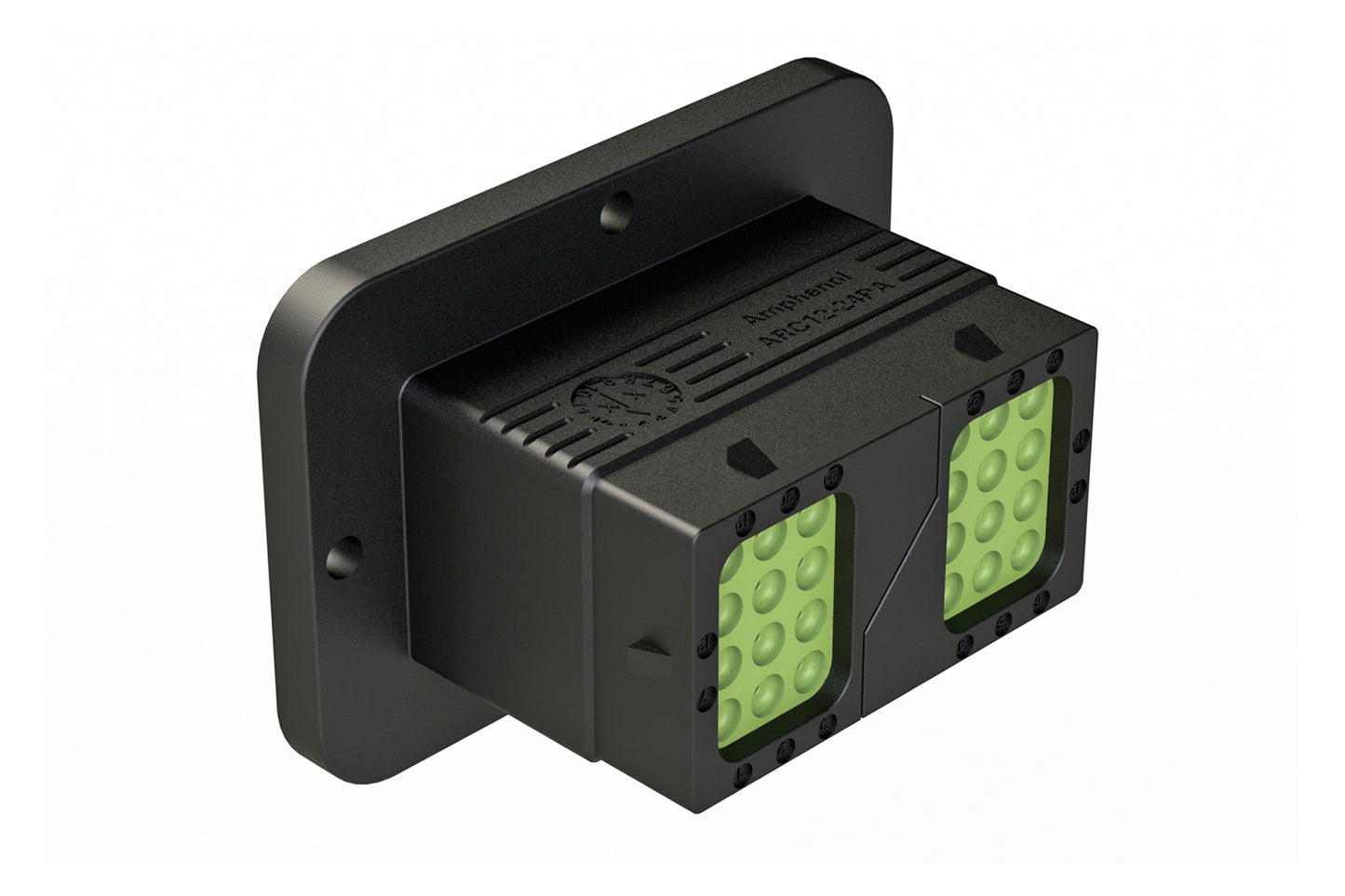 ARC12-24PAR 24 Position Receptacle, Pin Contact, Size 16, Threaded Insert for Jackscrew, Keyed A, Flanged, Reduced Diameter Rear Seal, Dustcap included. DRC12-24PAE