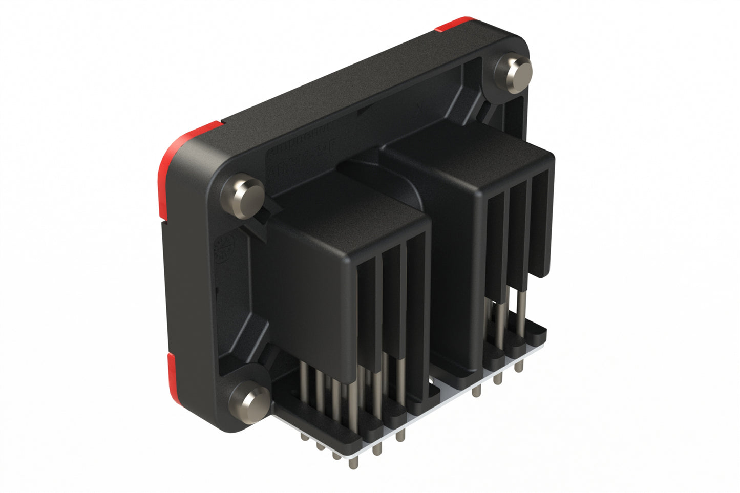 ARC13-24PA-BM03SP1 24 Position PCB Receptacle with Flange, 90°, Nickel Plating, Threaded Insert for Jackscrew, Gasket, Keyed A, Black. DRC13-24PA