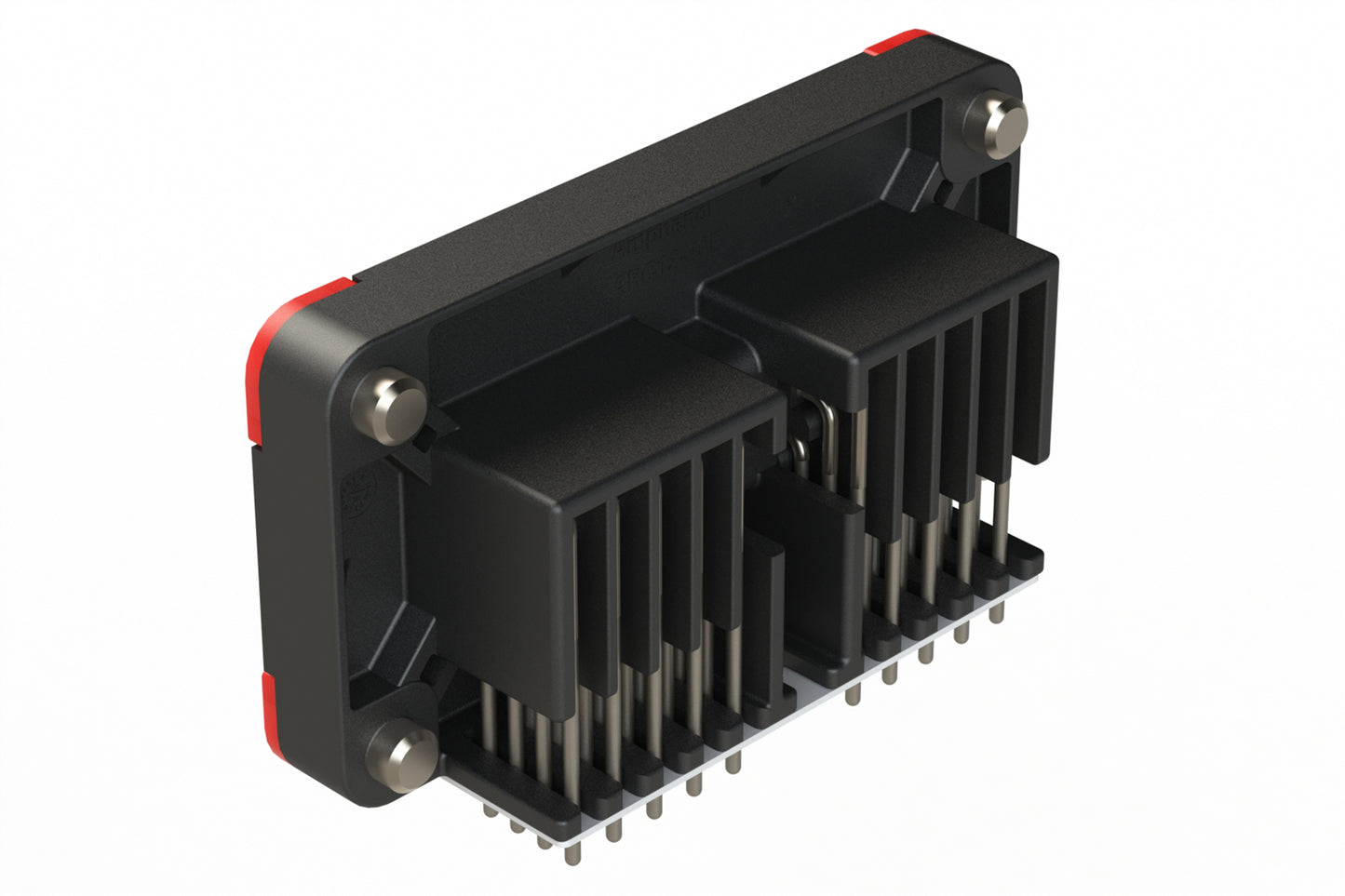 ARC13-40PD-BM03SP1 40 Position PCB Receptacle with Flange, 90°, Nickel Plating, Threaded Insert for Jackscrew, Gasket, Keyed D, Black. DRC13-40PD