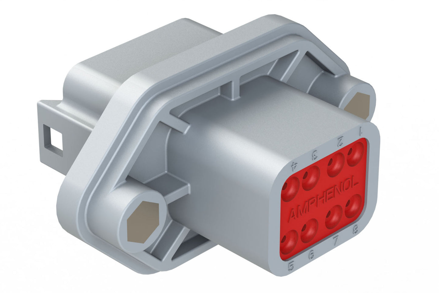AT04-08PA-PM05 8-Way Flange Mount Receptacle with Gasket, Pin, Threaded