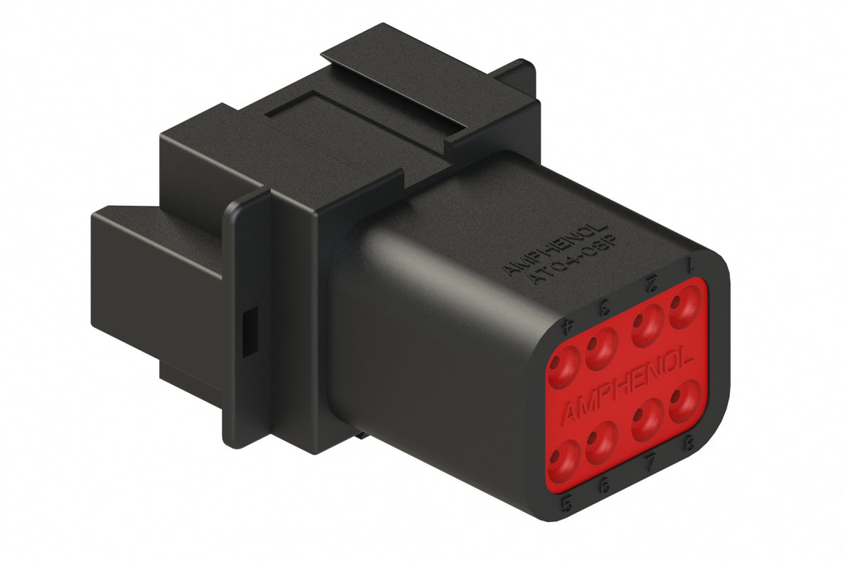 AT04-08PD-BLK 8-Way Receptacle, Male Connector with D Position Key, Black