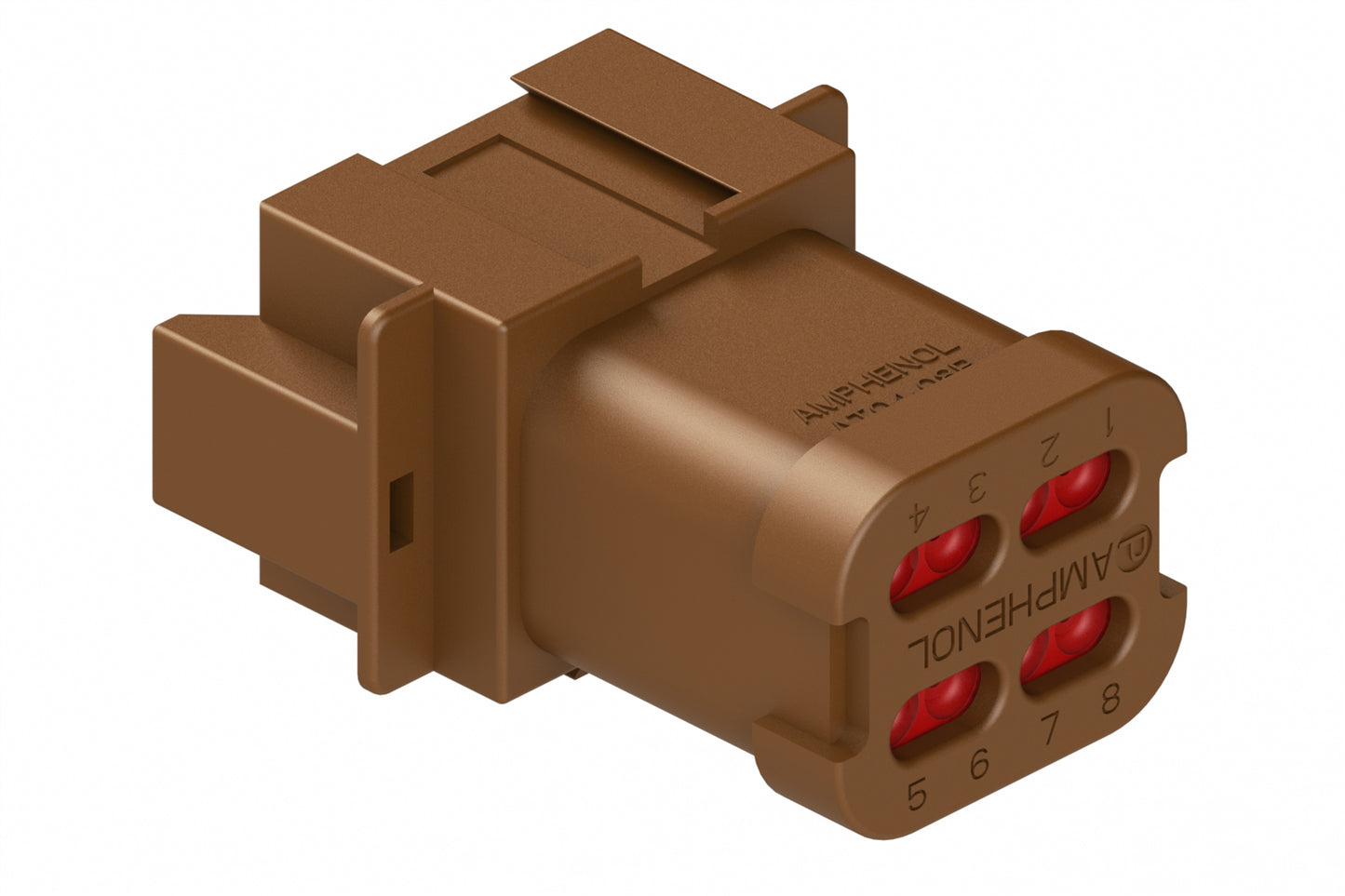 AT04-08PD-EC01 8-Way Receptacle, Male Connector with D Position Key and End Cap, Brown. DT04-08PD-E003