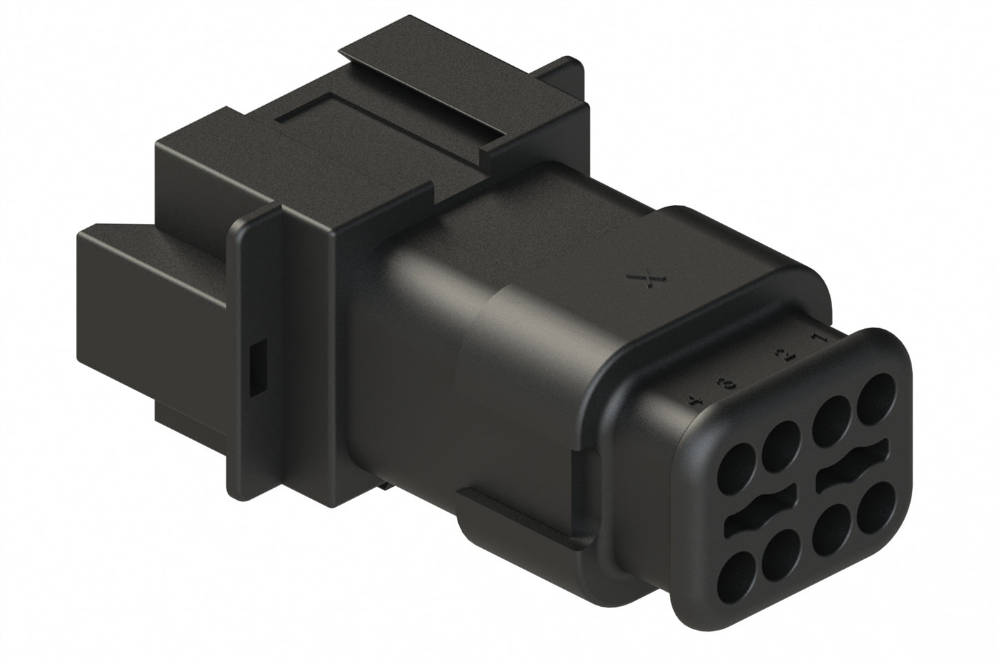 AT04-08PD-SRBK 8 position Pin receptacle key position D, with strain relief endcap, black