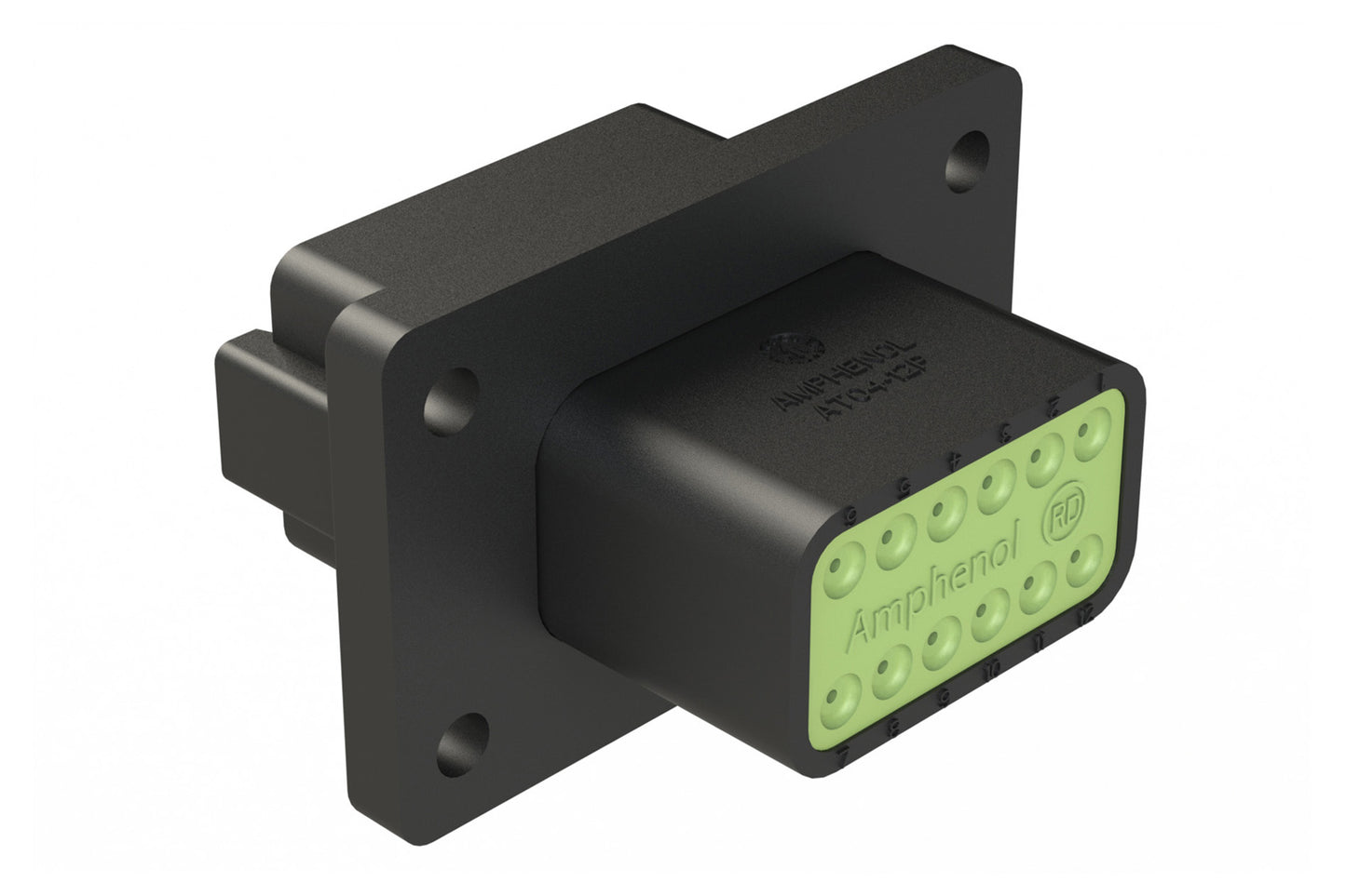 AT04-12PA-CL06 12 Position Receptacle Flange Mount Connector, Pin, Black, Keyed A, Reduced Diameter Seal. DT04-12PA-CL06