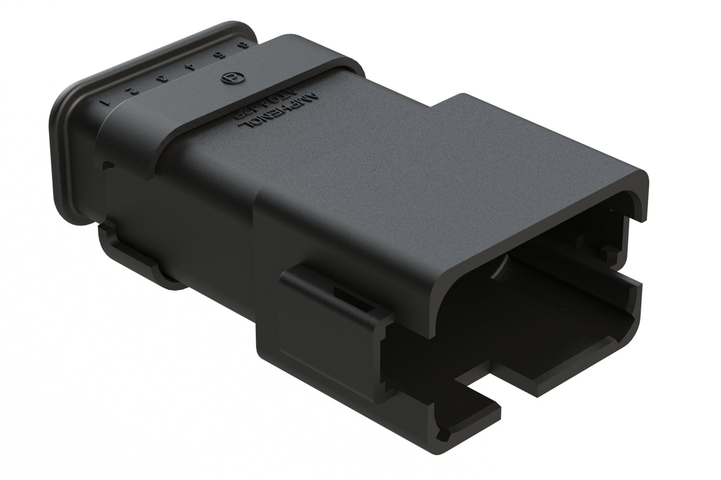 AT04-12PA-SRBK 12-Way Receptacle Male Connector with Strain Relief Endcap, Standard Seal, A Position Key, Black