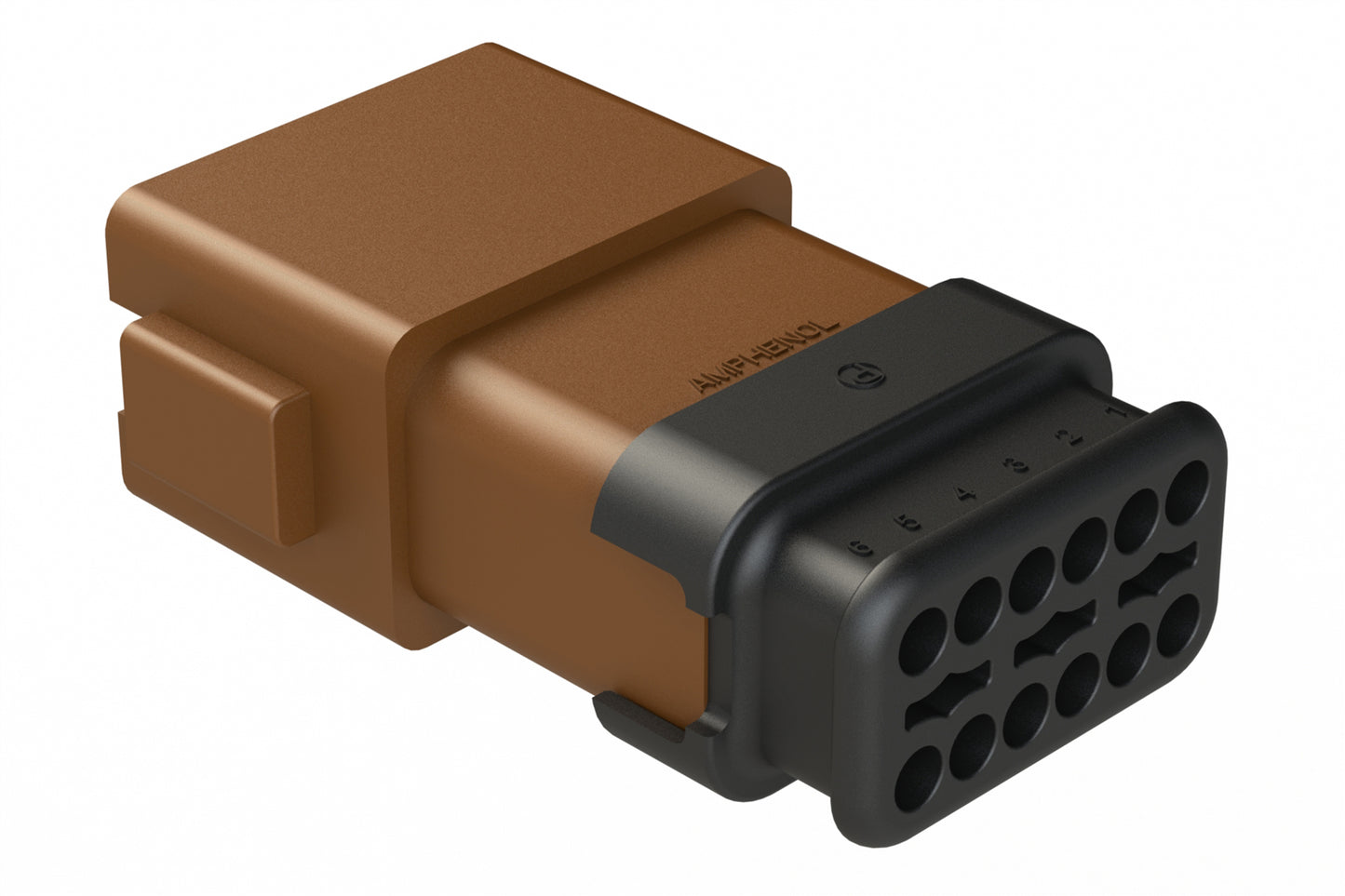 AT04-12PC-SRBR 12 position Pin receptacle key position C, with strain relief, brown