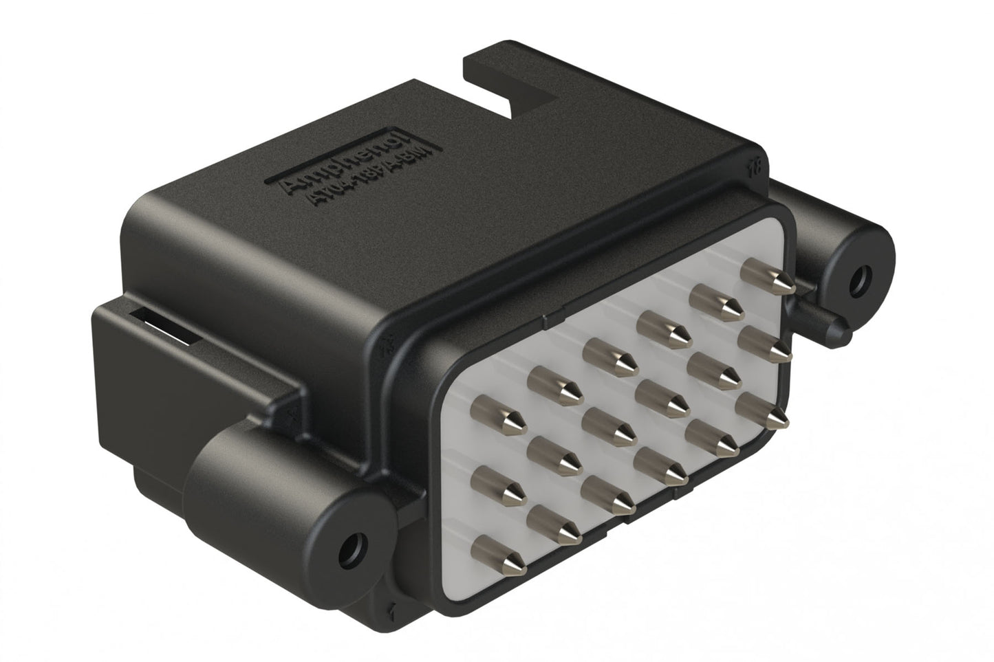 AT04-18PA-BM14BK 18 Position PCB Receptacle, Flangeless, Self-Threading, Keyed B, Nickel Plated Contacts Included, Potted, Black Body