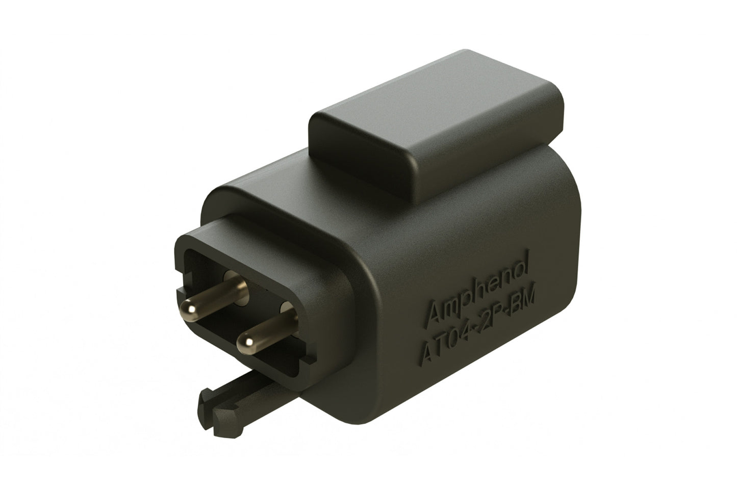 AT04-2P-BM03 2 Position PCB Flangeless (Snap Fit) Board Mount Receptacle, Pin, Nickel Contact Plating, No Potting, Black