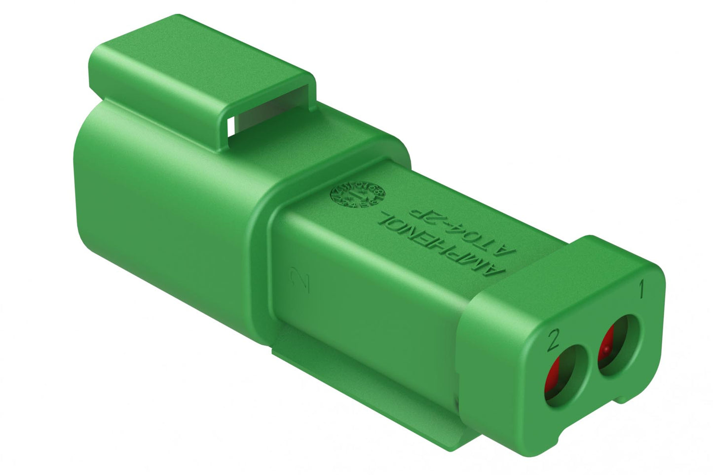 AT04-2P-SS01GRN 2-Way Receptacle, Male Connector with Solid Rear Grommet and Endcap, Green