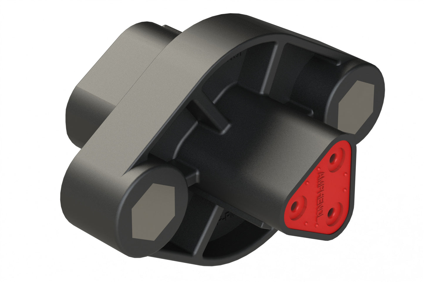 AT04-3P-PML05BLK 3 Position Panel Mount Receptacle with Vertical Flange, Pin, Threaded Insert, Integrated Latch, Gasket, Black