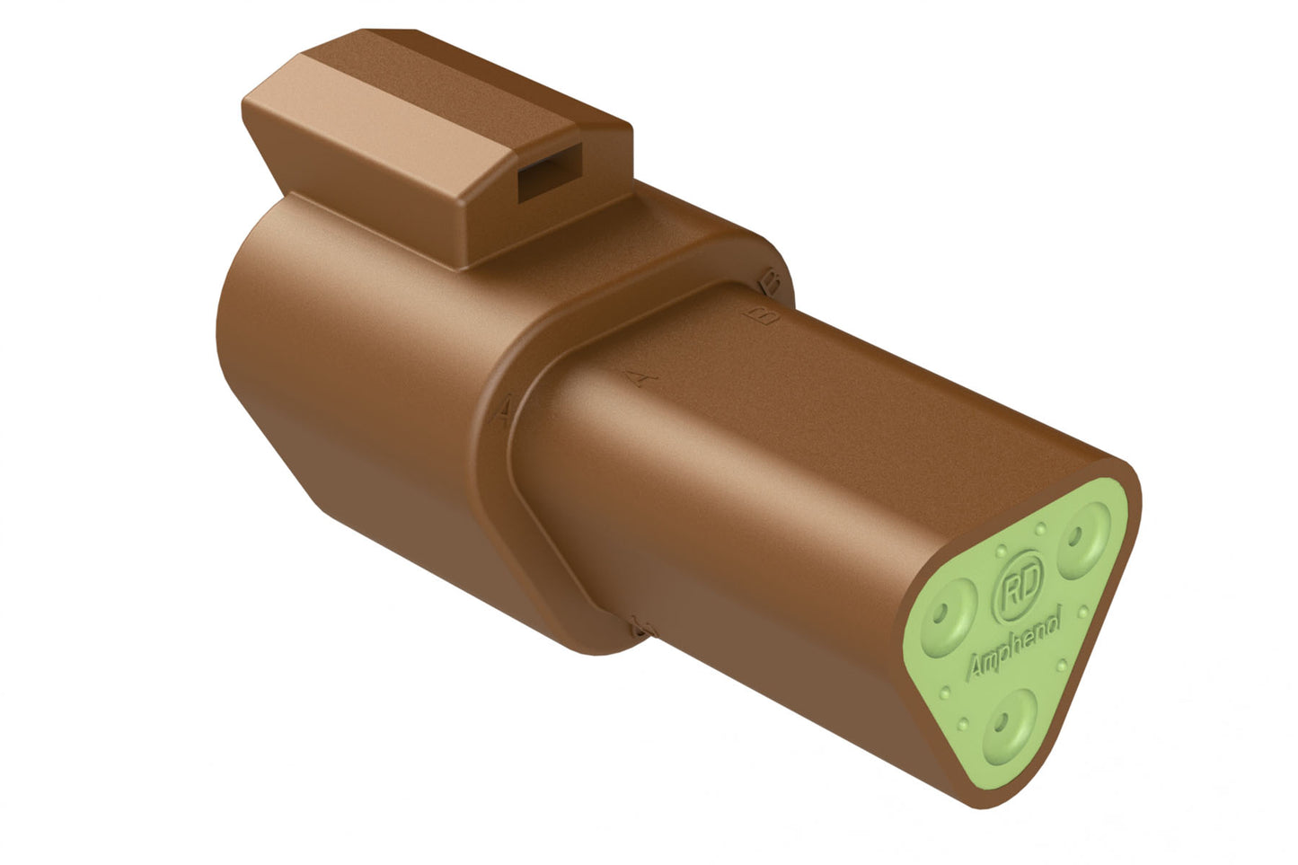 AT04-3P-RD01BRN 3-Way Receptacle, Black Male Connector with Reduced Diameter Seal (E-Seal), Brown